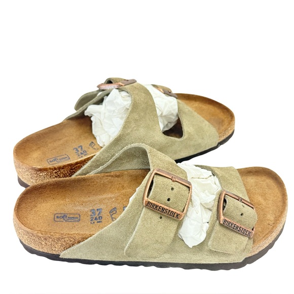Birkenstock Arizona Dual Strap Tan Suede Sandals - Picture 3 of 11
